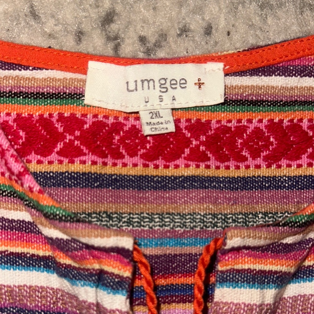 Umgee Aztec Print Boho Dress Sleeveless Breezy Dress with Embroidered Bodice - Picture 2 of 3